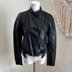 Free People Black Leather Moto Jacket